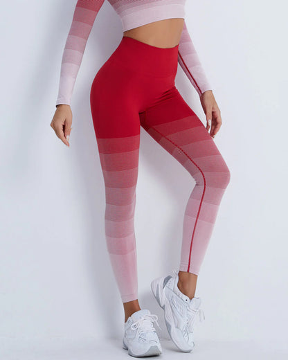 ChicMotion Gradient Leggings - Red